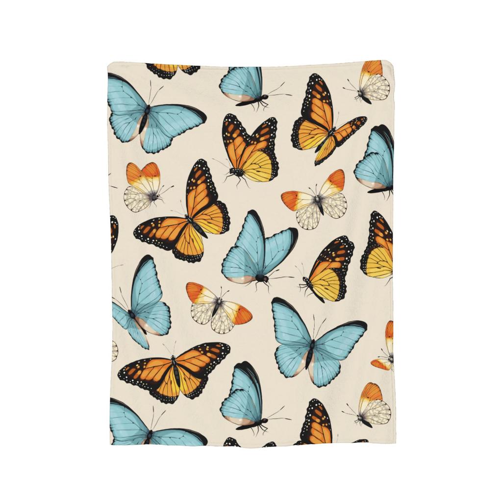 Colorful Butterfly Pattern Blankets Fleece  Winter  Breathable Warm Throw Blankets for Home Bedroom Bedding Throws