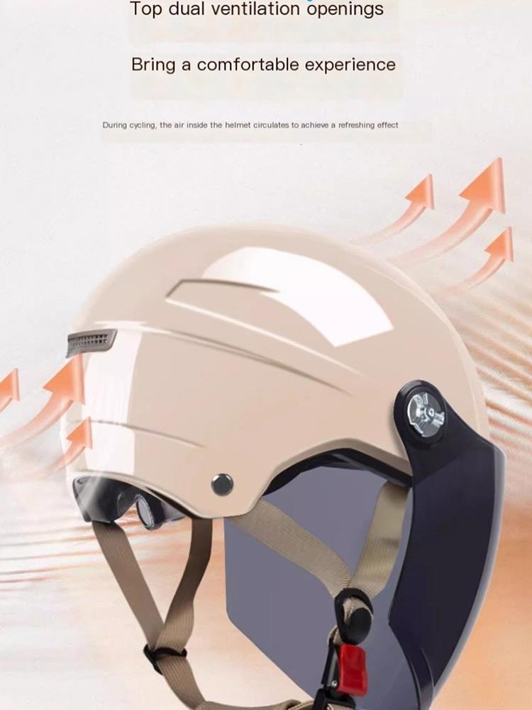 New Men Motorcycle Helmet Woman Electric Motor Car Scooter Bike Open Face Half Helmet Anti Safety Hat Bicycle Cap With Goggles