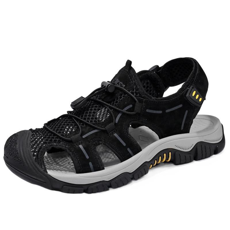 2025 New Bag Head Sandals Men's Breathable Men's Outdoor Beach Shoes Hollow Sports and Leisure Foreign Trade Leather Large Size