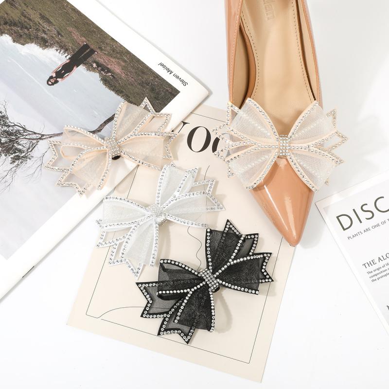 1 Stück Glänzende Schleifen Schuhe Dekoration Clips Hochzeitsschuhe High Heel Strass Anhänger Schnalle Clips Abnehmbare Schuhaccessoires
