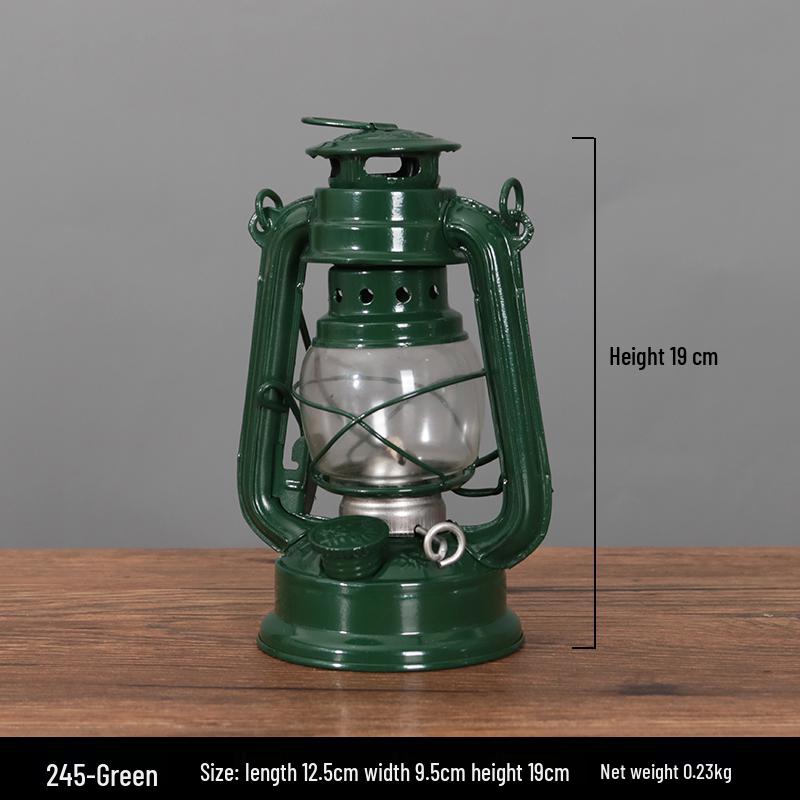 Vintage Wrought Iron Kerosene Hurricane Lamp - Nostalgic Camping Decor & Photography Prop