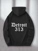 Detroit Pattern Ed Geometric Print with Regular Street Style for Comfort250g Heavyweight Pullover with Pocket Adjustable Drawstrin
