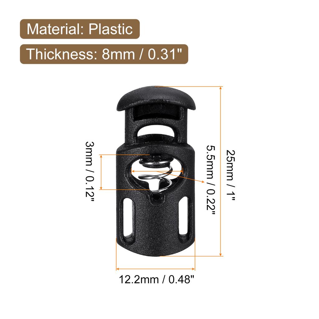 30 ks Plastové brzdičky na šňůrky Stahovací šňůrka Jednootvorové Pružinové přepínací zarážky Pružinová zarážka pro batoh Tkaničky Stahovací šňůrky 5,5x3mm