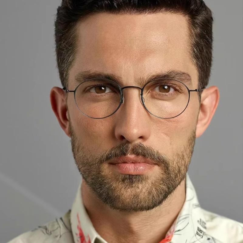 Round Glasses Frame Men Women Korea Eyeglass Frames 5504 Titanium Brand Eyewear Retro Ultralight Eyeglasses Business Spectacles