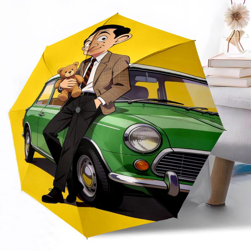 1pc Mr Bean'S Teddy Adventure Automatic Umbrella Compact 8 Rib Lightweight Foldable Design Travel Essential Outdoor Accessory Stylish Gift Women Y1
