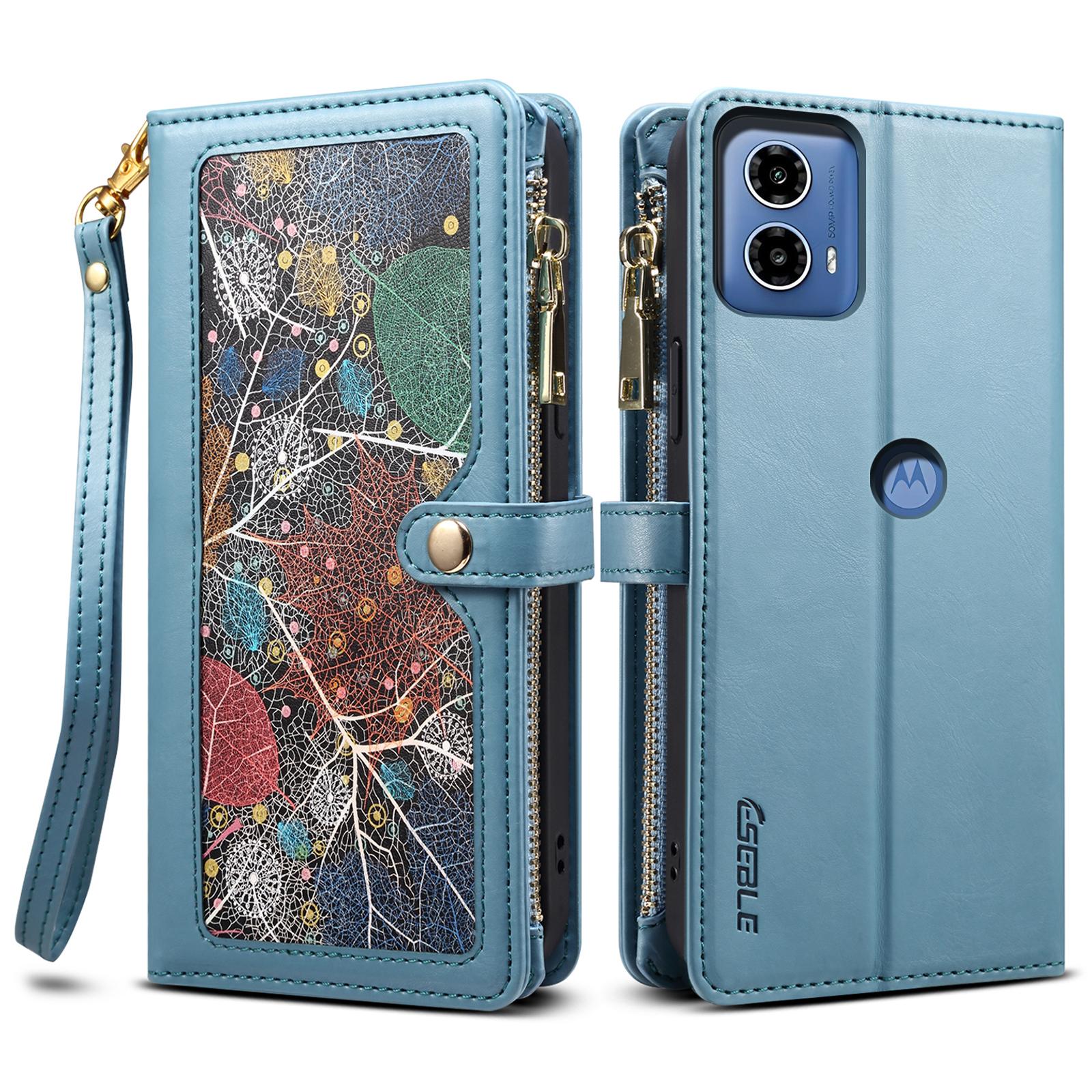 

ESEBLE Galaxy Series For Motorola Edge 50 Fusion 5G Case RFID Blocking Leather Phone Cover Blue
