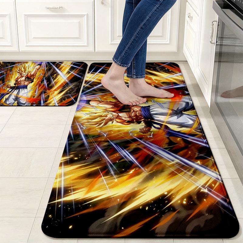 Dragon Ball Super Saiyan Flannel Kitchen Mat Christmas Soft Area Rug Non Slip Floor Carpet Home Decoration