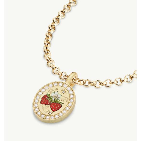 

Легкое роскошное жемчужное ожерелье с клубникой для женщин, летняя фруктовая вечеринка, титановая сталь, вакуумное покрытие, 18-каратное настоящее золото Golden Ordinary Circle