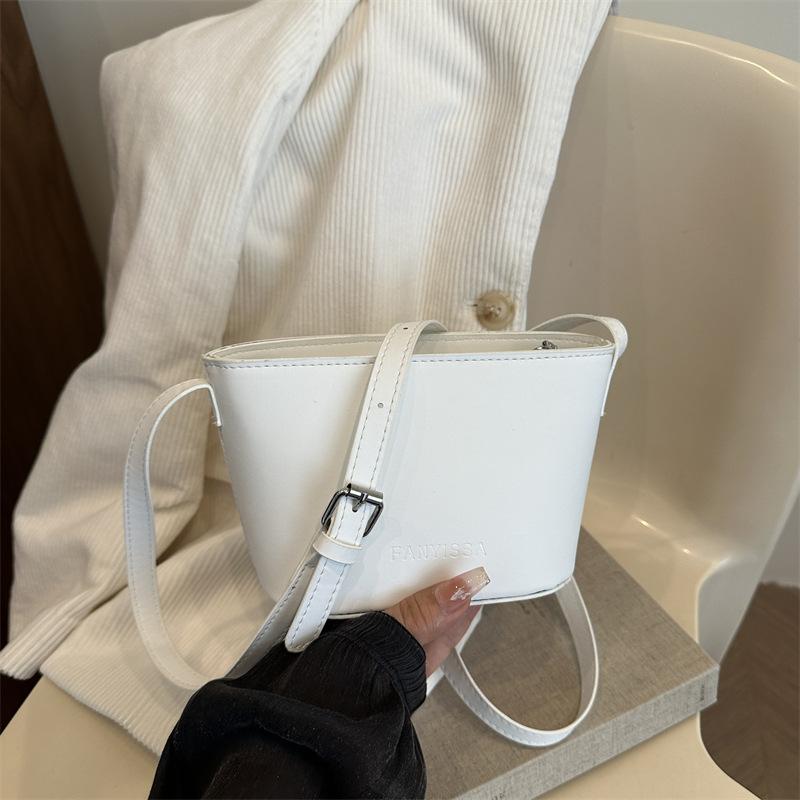 Korean Mini Bucket Bag Trendy Simple PU Leather Shoulder Bag For Girls Casual Daily Shopping Travel School Fashion Satchel