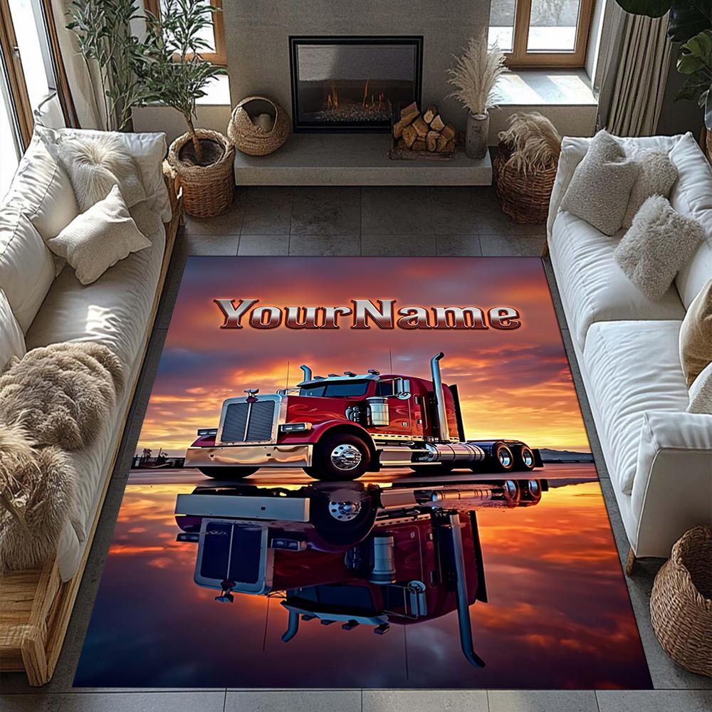 Peterbilt Heavy Trucks Personalized Name Floor Rug Office Rug Perfect for Hallway Entryway Decorate room Kitchen Antislip Carpet Decorate Offices