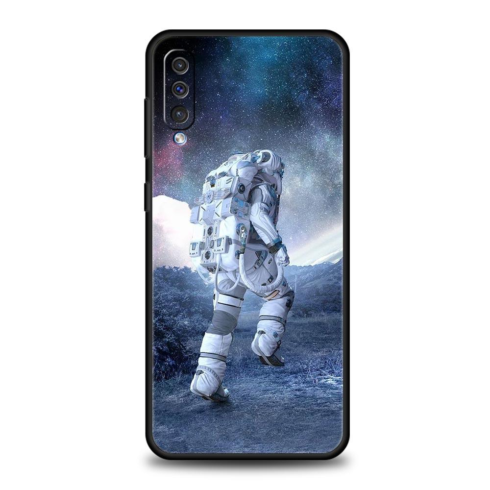 Cute Astronaut Moon Phone Case For Samsung Galaxy A12 A32 A50 A70 A20E A20S A10 A10S A22 A30 A40 A42 A52 5G A02S A04s Soft Cover
