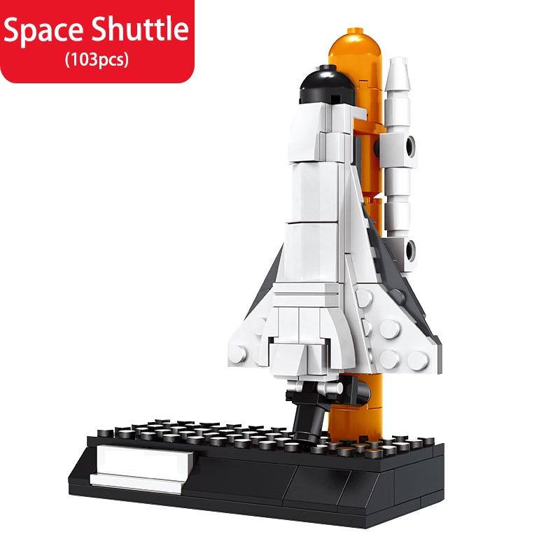 4 Style Spaceship Satellite Space Shuttle Lunar Rover Rocket Model Toys for Children  Kids Gifts City Buidling Blocks Toy