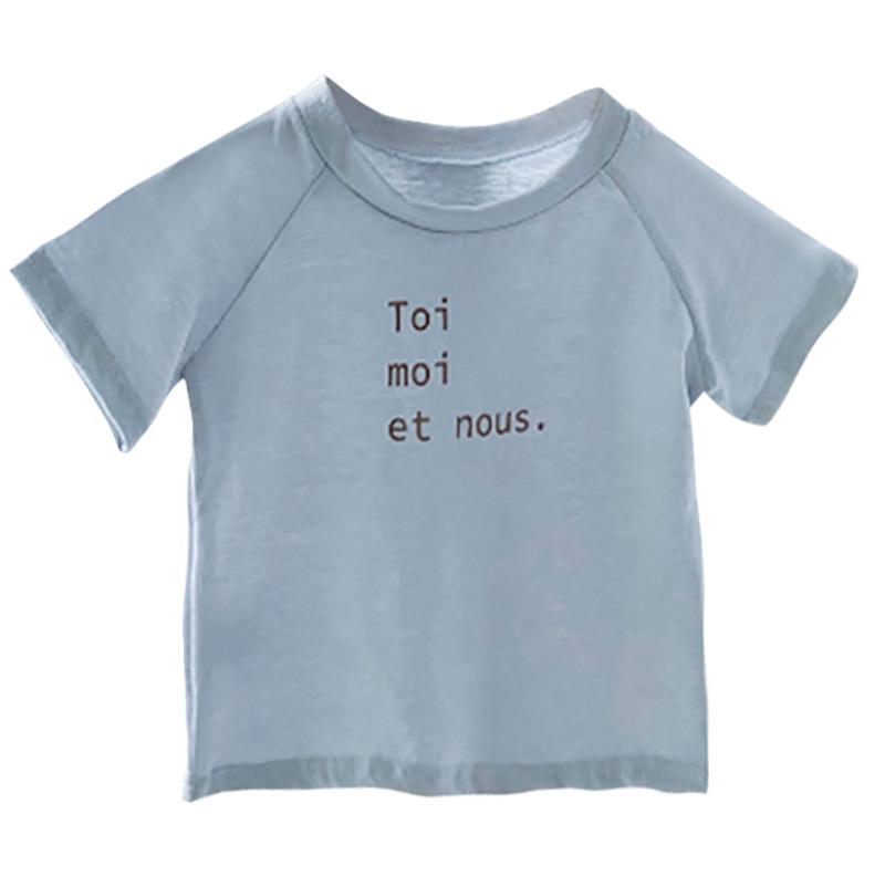Clearance: Kids' Korean Style Summer Letter Print T-shirt, Versatile Lightweight Short-Sleeved Top for Boys and Girls
