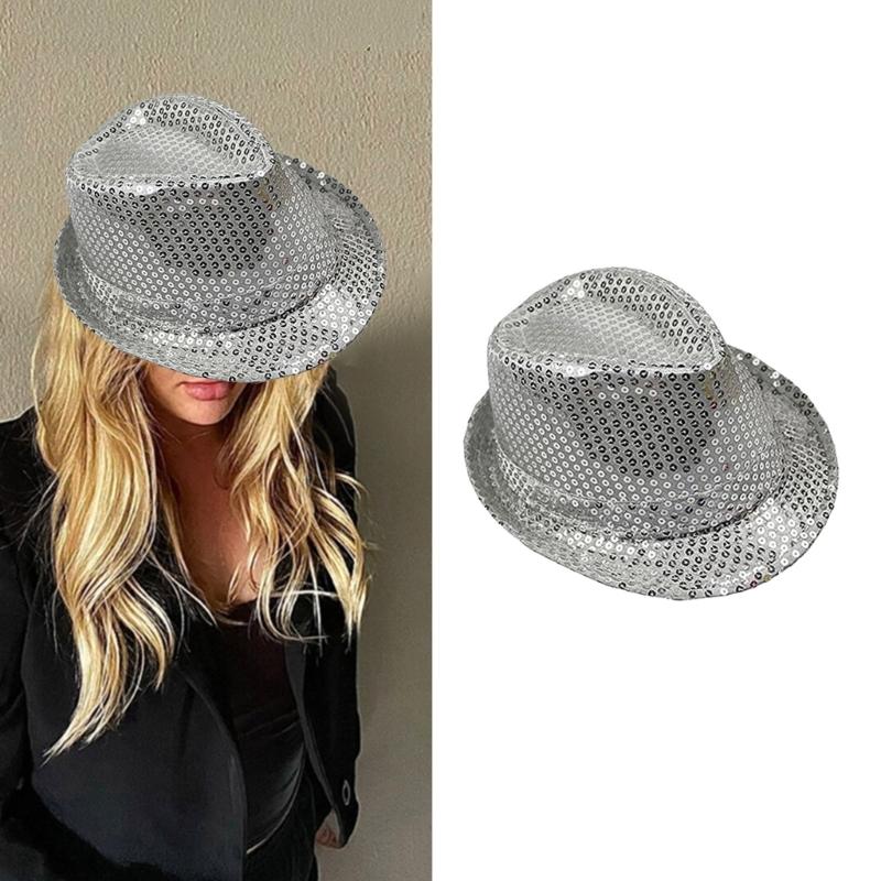 Sequins Hat for Men Women Children Party Supplies with Tie Panama Hat Glitters