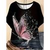 Fashion Women's Clothing Flower Short Sleeve Comfortable Short Sleeve Simple Crew Neck T-Shirt Crew Neck Short Sleeve 2D Flower Color Printing