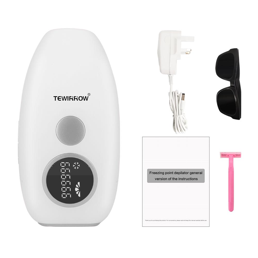 

Удаление волос TEWIRROW IPL с системой окружающего охлаждения на 360 ° Перманентное средство для удаления волос безболезненное домашнее использование 999999 вспышек для лица, рук, подмышек, ног, линии бикини UK Plug белый