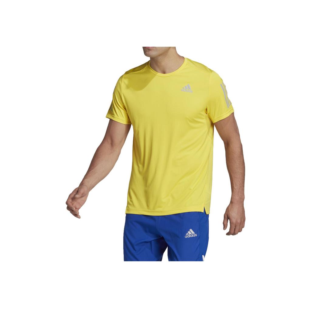 Adidas Logo Print Round Neck Short Sleeve T-Shirt Men T-Shirts Yellow HL5991