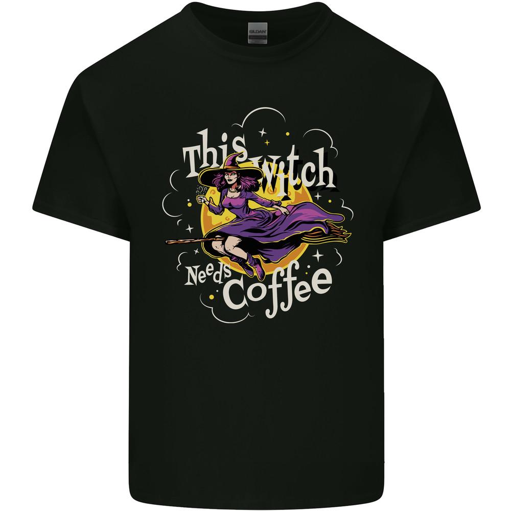 This Witch Needs Coffee Funny Halloween Mens Light Cotton T-Shirt Unisex T-Shirt XXXL