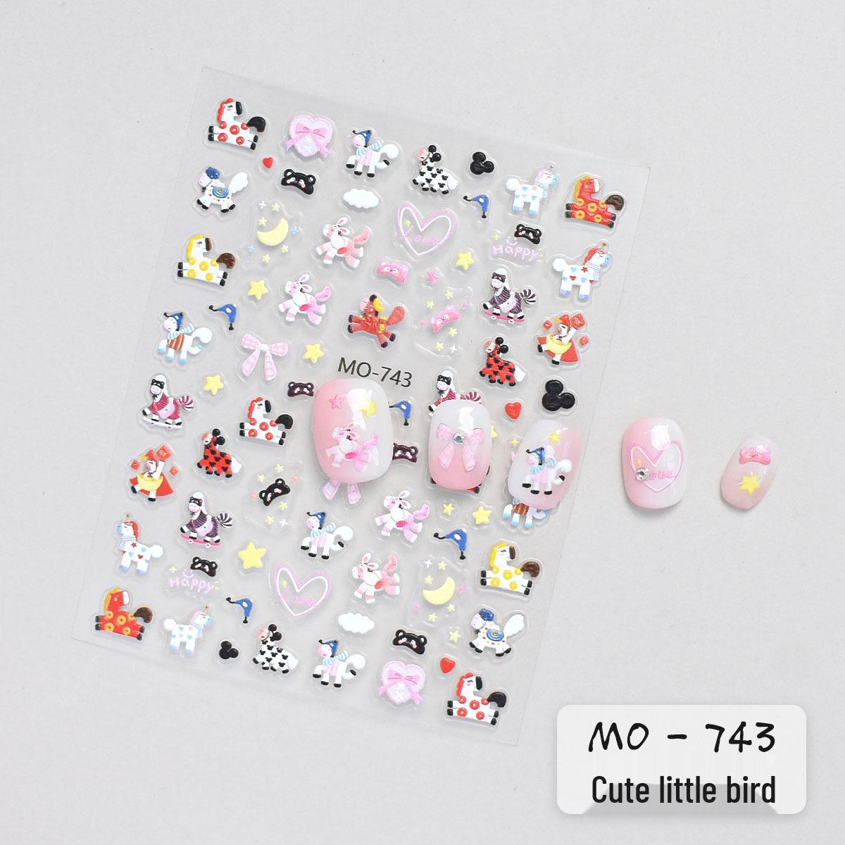 5D Embossed New Year Horse & Koi Nail Art Stickers - Festive DIY Decorations