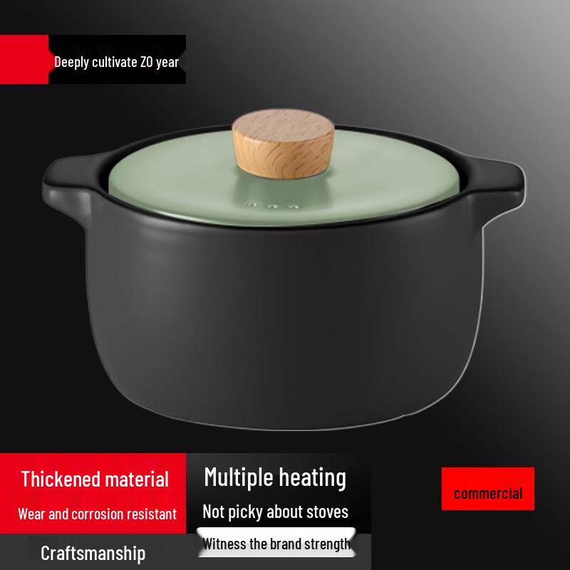 Sule 2.8L Japanese Ceramic Casserole Pot with Wooden Lid