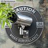2D Flat Aluminium CAUTION Sign - Vintage Decorative Sign & Plaque with Security Camera Pattern - Ideal for Wall Decoration - No Electricity Needed