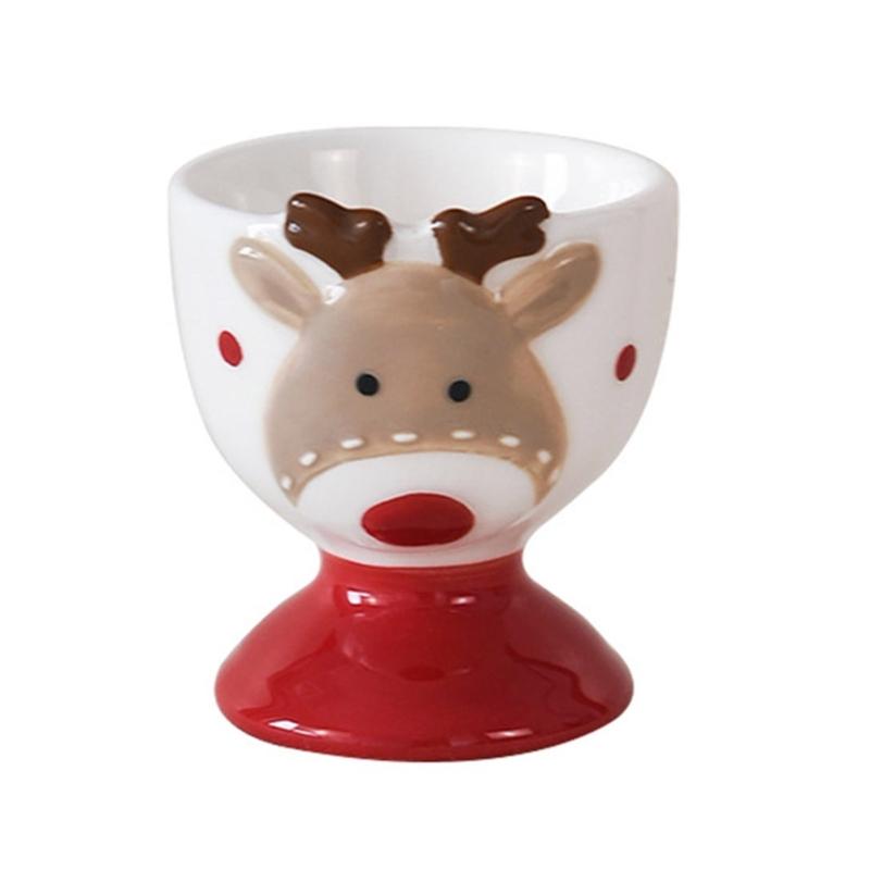 

Christmas Themed Ceramic Eggs Cup for Seasonal Decoration Stylish Small Wine Cup Porcelain Drinkware Desktop Ornament