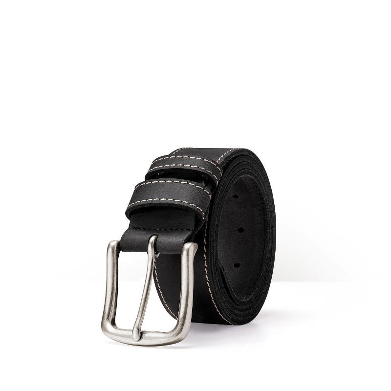 

Итальянский мужской ремень из коровьей кожи первого слоя с пряжкой в стиле ретро, ремень из коровьей кожи первого слоя растительного дубления 120cm*3.5cm чёрный