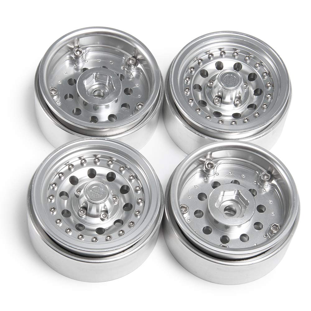 RC Car Inch Internal Beadlock Wheels Hub AXIAL SCX10 RC Crawler 57 4 1.9 No. (Bright Silver, Pieces)