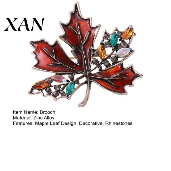Vintage Style Brooch Pin Autumn Maple Leaf Design Zinc Alloy with Rhinestone Inlay Suits Coats Sweaters Badge Formal Wear Accessory Fall Season