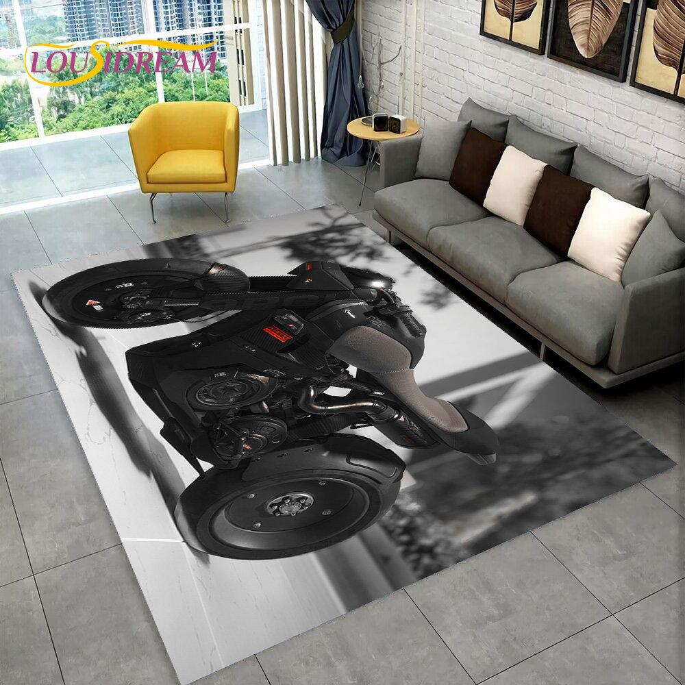 3D Cyberpunk Concept Motorcycle Cartoon Area Rug,Carpet for Living Room Bedroom Sofa Doormat Decoration,kids Non-slip Floor Mat