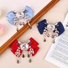 New New Fabric Bowknot Brooches Rhinestone Tassel Bow Tie Female Shirt Collar Pin Vintage Corsage For Women Accessories