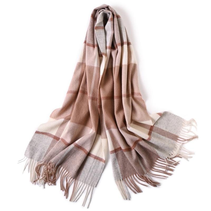 Milk camel pure wool scarf women's autumn and winter versatile thickened cashmere scarf new shawl dual-purpose