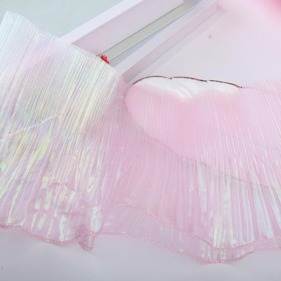 

1 метр 14 см шириной переливающаяся органза градиент плиссированное эластичное кружево трехмерный наряд русалки юбка аксессуары кружево в виде лепестков лотоса 1Meters