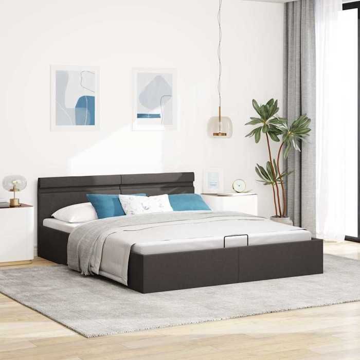 VidaXL Hydraulic Storage Bed Frames with LED Upholstered Bed Double Bed Adult Bed Storage Bed Bedroom Home 285605