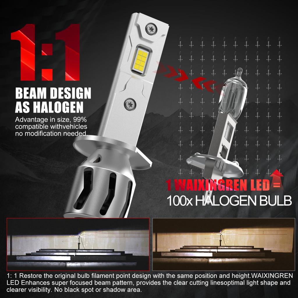WAIXINGREN H1 LED Headlight, Vehicle Inspection Compatible, Fog Lamp, H1 LED, Light Light, Hi/Lo