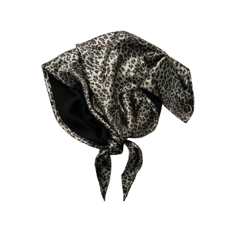 

Elegant Leopard Print Hip Hop Hair Scarf Laser Color Breathable Hair Band Sunscreen Square Shape Hair Wrapping Women Accessories коричневый