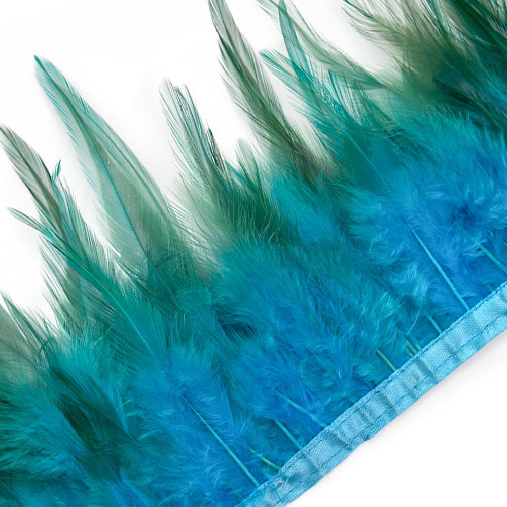 1 Meter Colorful Chicken Feather Tassel Decorated On Tape Chicken Feather With Sewing Fly Dress Lace Decoration