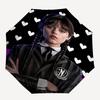 Wednesday Addams Themed Automatic Opening and Closing Umbrella, Compact Travel Umbrella, Lightweight and Portable, Suitable for Beach Commut