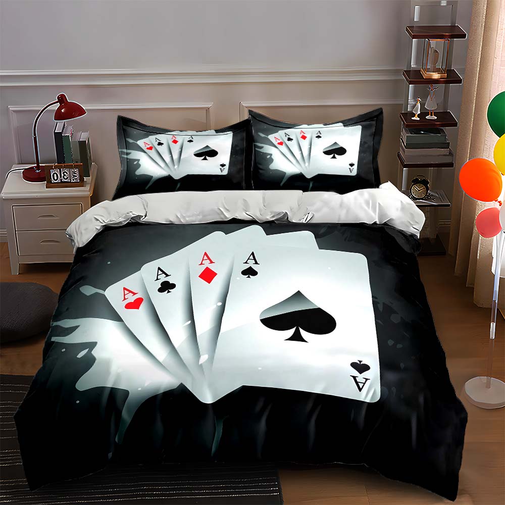 

Playing cards design. Bedding Duvet cover sets Duvet covers Pillowcases gifts (1 * Duvet Cover 2 * Pillowcases, without duvet insert) 135x200cm