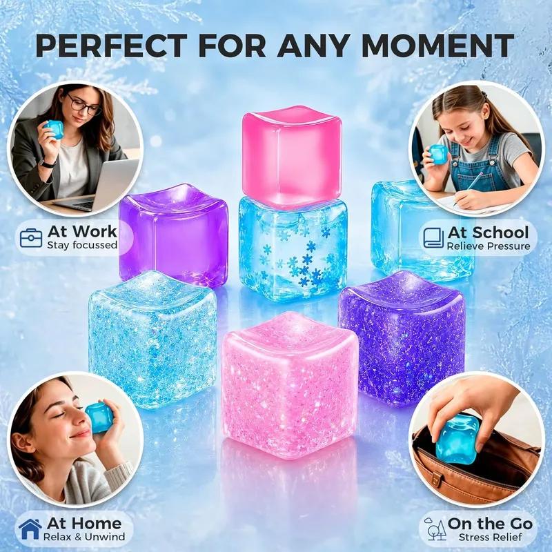 Ice Cube Squishy Fidget Toy For Stress Relief Anxiety Reduction Focus Enhancement Calming Sensory Play Slow Rising Squeeze
