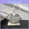 Elegant Checkered Colorblock Pu Tote Bag For Women Stylish Large Capacity For Daily Use