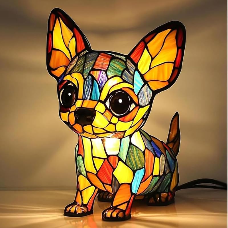Cat Lamp, Resin Cat Lamp Stained Glass, Retro Cats Tabletop Night Light, Animal Table Lamps Series, Small 3D Cute Pet LED Table Lamps, Gift for Cats