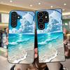 Blue Wave Cloud Pattern Tempered Glass Phone Case for Samsung Galaxy S26 S25 S24 S23 S22 S20 Fe/plus/ultra Anti Drop
