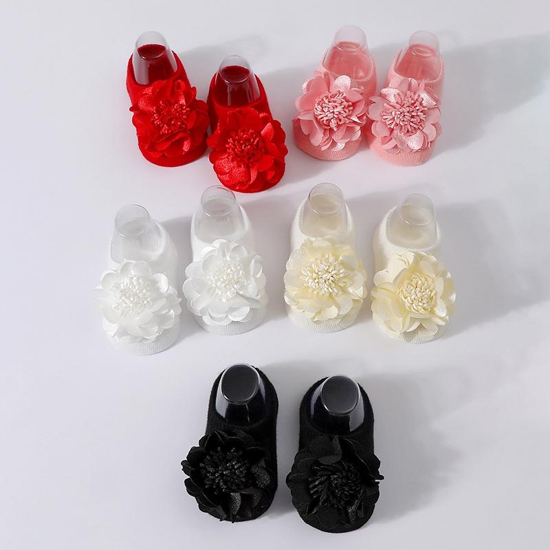 

0-3 Years Baby Girls Princess Socks Flower Decoration Walking Socks S рожевий