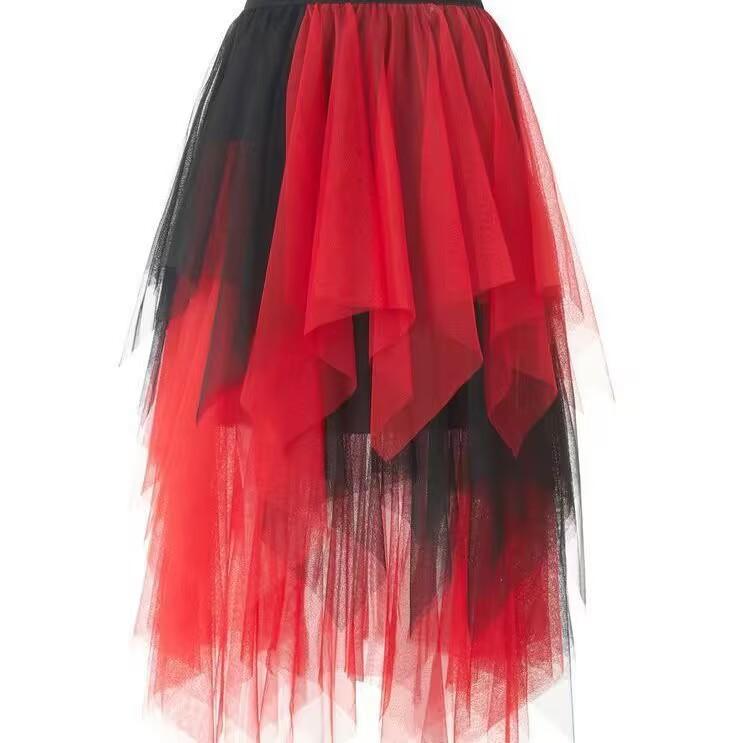 Sommer Damenrock Harajuku Casual Tüll Unterteil Mode Hohe Taille Midi Mesh Röcke Damenbekleidung