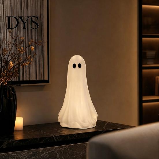 Spooky Season Decorations Cute Ghost Resin Ornament, Matte Finish Desktop Figurine, Decorative Decor for Living Room Halloween Statue Home Entrance