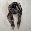 Used ETRO Etro Large Scarf Blue Brown Green Scarf Paisley Purple Silk Paisley Pattern
