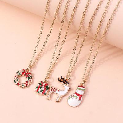 Christmas Ornaments: Reindeer Snowman Necklace & Cartoon Sweater Chain for Women