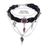 Punk Corss Halloween Skull Choker Skeleton Red Y2K Leather Necklace Gothic Imitation Pearl Tassel Beaded Necklace Unisex