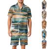 Conjunto de Pijama Masculino de Cetim com Manga Curta Duas Peças Roupa de Dormir com Shorts e Bolsos Leve Confortável Roupa de Casa